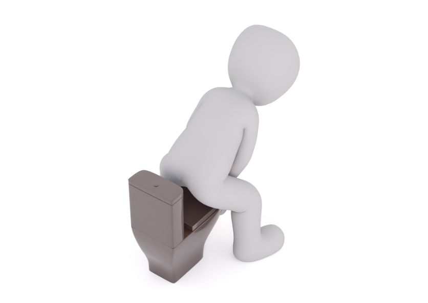 변비때문에 힘들어 하시는 어르신 이미지