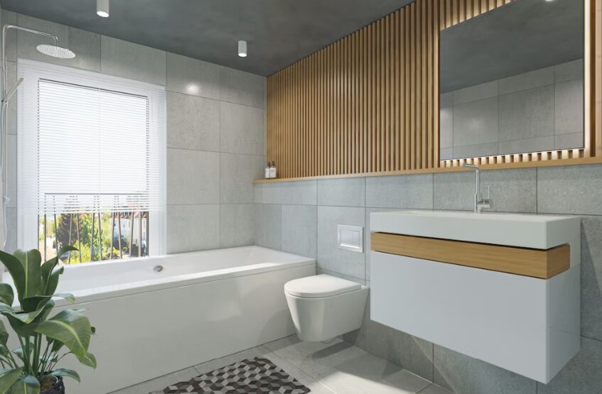 따뜻한 햇살이 비치는 욕실 이미지