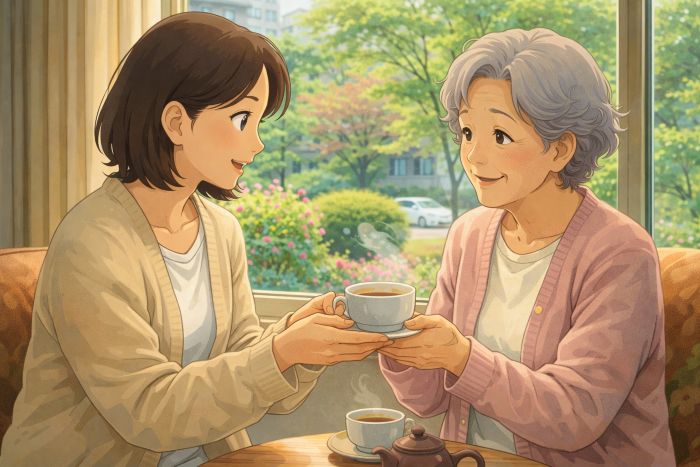 부모님 요실금 원인 3가지 해결을 위해 편안하게 상담하고 케어하는 자녀